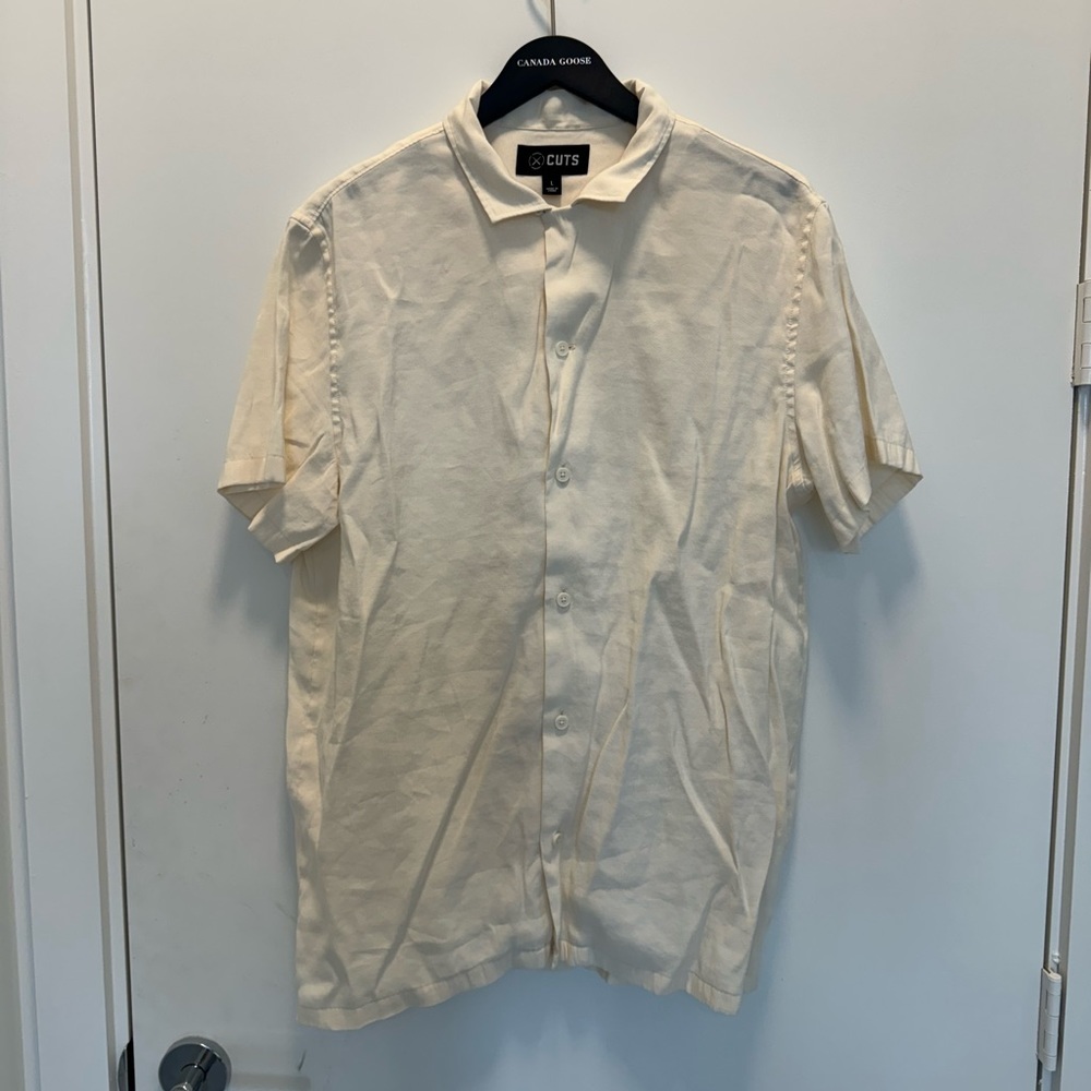 Men’s Cuts Chileno Camp Collar Relaxed Fit Large Ivory